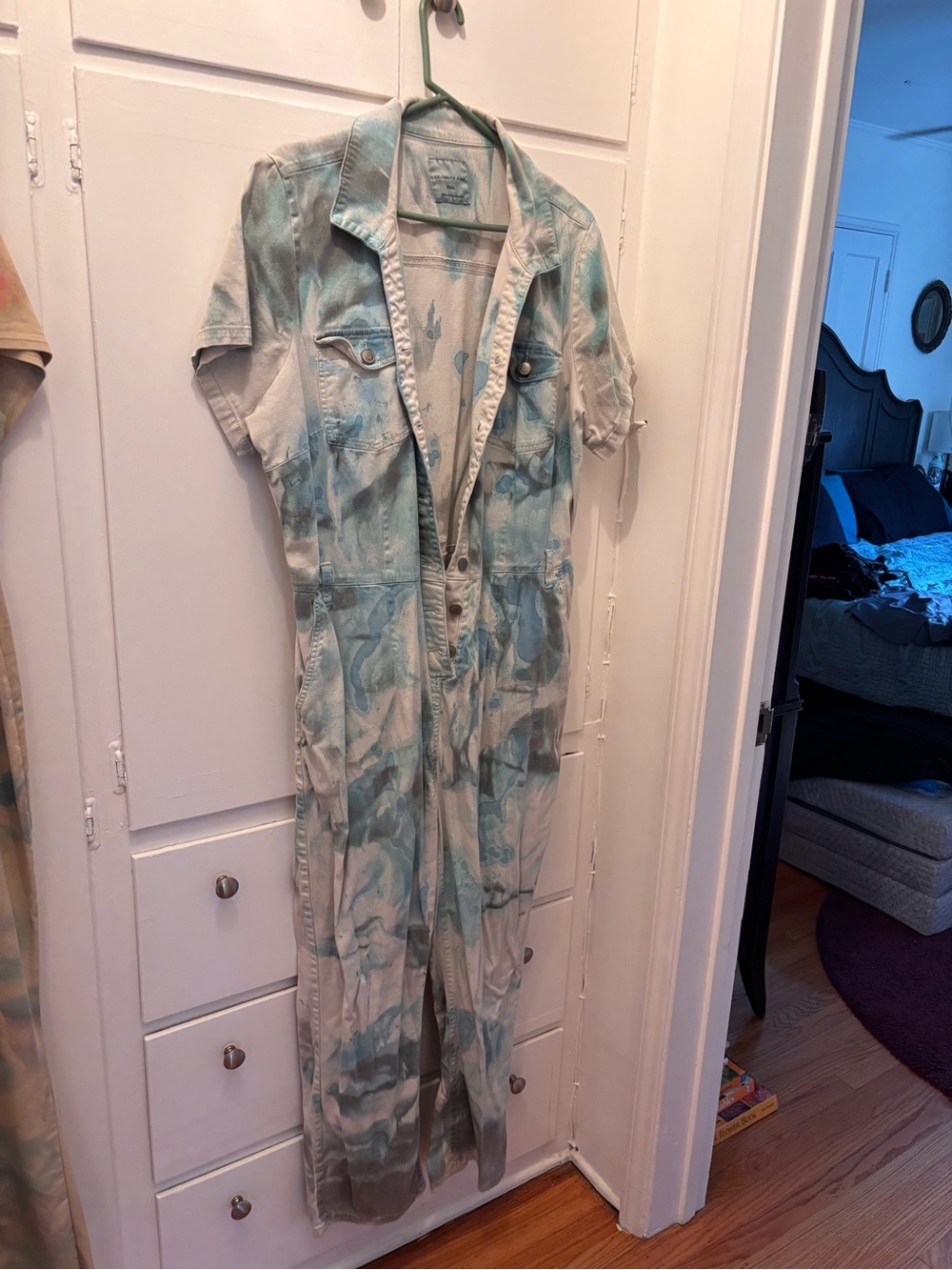 Celebrity Pink Mint & Cream Tie-Dye Short-Sleeve Utility Jumpsuit